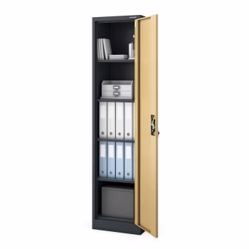 Büro Aktenschrank ALEX, 450 x 1850 x 400 mm, Eco Design: anthrazit/ nussbaum