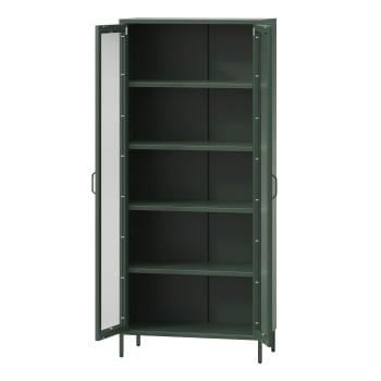 Wohnzimmer Vitrine ANGELO 800 x 1850 x 450 mm, Modern: Flaschengrün