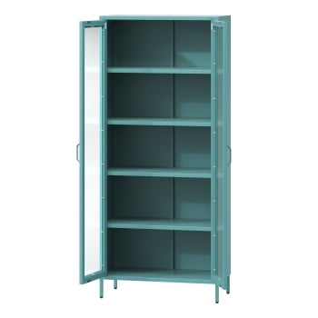 Vitrine für das Wohnzimmer ANGELO 800 x 1850 x 450 mm, Modern: türkisblau