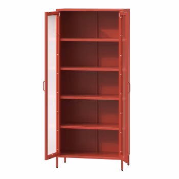 Wohnzimmer Vitrine ANGELO 800 x 1850 x 450 mm, Modern: Rot