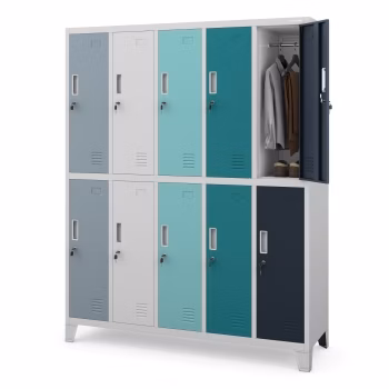 Kleiderspind mit 10 Abteilen BARTEK, 1360 x 1720 x 450 mm, grau-vielfarbig