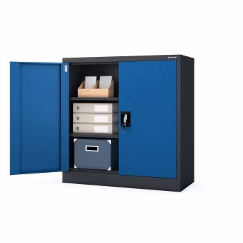 Kleiner Metallschrank BEATA, 900 x 930 x 400 mm, anthrazit-blau