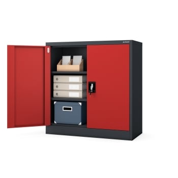 Niedriger Schrank BEATA, 900 x 930 x 400 mm, anthrazit-rot
