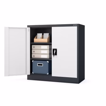 Schrank mit Regalen BEATA, 900 x 930 x 400 mm, anthrazit-weiß