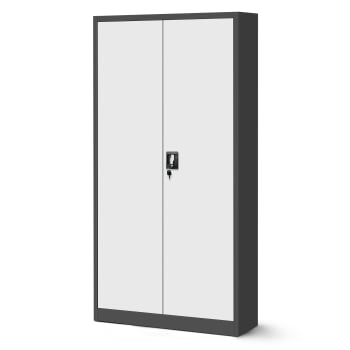 Satz 4x abschließbarer Aktenschrank für Büro JAN, 900 x 1850 x 400 mm, anthrazit-weiß