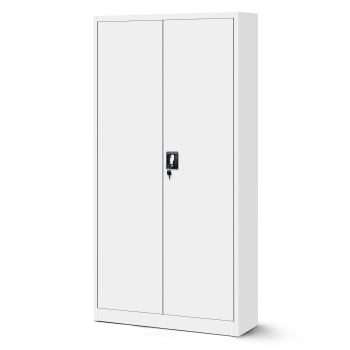 Set of 4x JAN metal office filing cabinet, 900 x 1850 x 400 mm, white