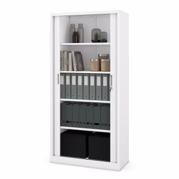 Aktenschrank, Rolladenschrank, Jalousieschrank DAMIAN, 900 x 1850 x 450 mm, weiß