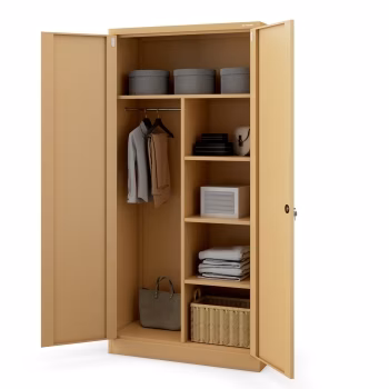 Abschließbarer Mehrzweckschrank DAWID, 900 x 1850 x 450 mm, Fresh Style: beige