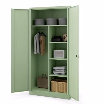 Abschließbarer Mehrzweckschrank DAWID, 900 x 1850 x 450 mm, Fresh Style: pastellgrün