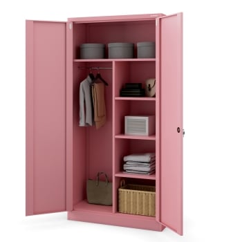 Abschließbarer Mehrzweckschrank DAWID, 900 x 1850 x 450 mm, Fresh Style: rosa