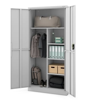 Metall-Lagerschrank DAWID, 900 x 1850 x 400 mm, Smart: grau