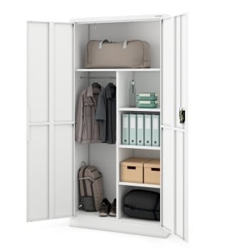 Metall-Lagerschrank DAWID, 900 x 1850 x 400 mm, Smart: weiß