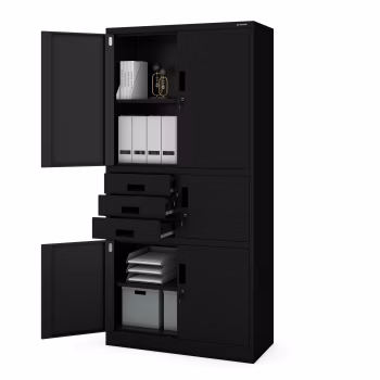Aktenschrank mit Schubladen und Tresor FILIP II, 900 x 1850 x 400 mm, schwarz