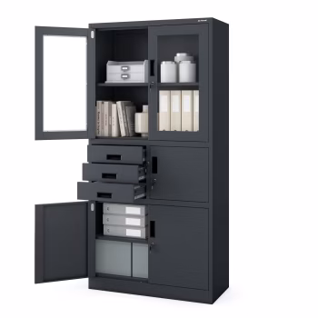 Aktenschrank mit Schubladen und Tresor FILIP, 900 x 1850 x 400 mm, anthrazit