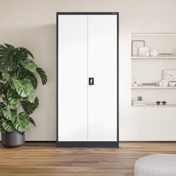 Metal office file cabinet JAN H, 900 x 1950 x 400 mm, anthracite-white