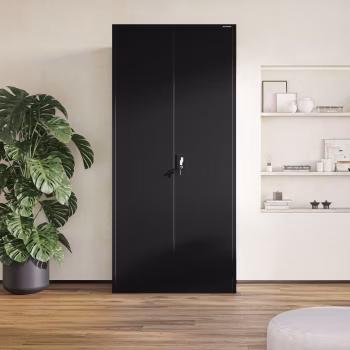 Aktenschrank Büroschrank abschließbar JAN H, 900 x 1950 x 400 mm, schwarz