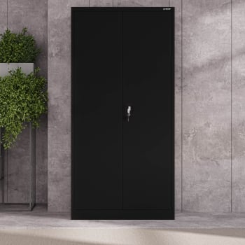 Aktenschrank Büroschrank abschließbar JAN, 900 x 1850 x 400 mm, schwarz