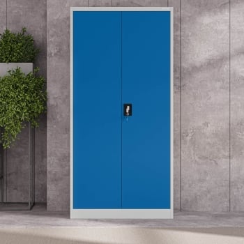 Abschließbarer Aktenschrank für Büro JAN, 900 x 1850 x 400 mm, grau-blau