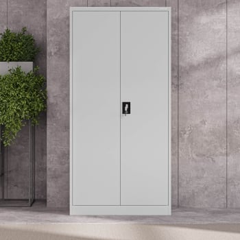 Metal office file cabinet JAN, 900 x 1850 x 400 mm, grey