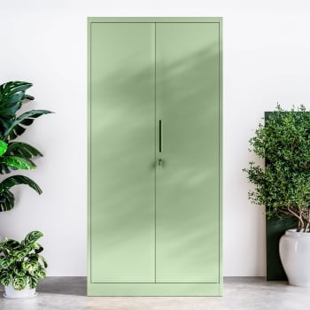 Office cabinet JAN, 900 x 1850 x 400 mm, Fresh Style: pastel green