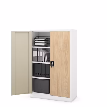 Aktenschrank Büroschrank KEVIN, 900 x 1400 x 400 mm, Eco Design: weiß/ sonoma eiche