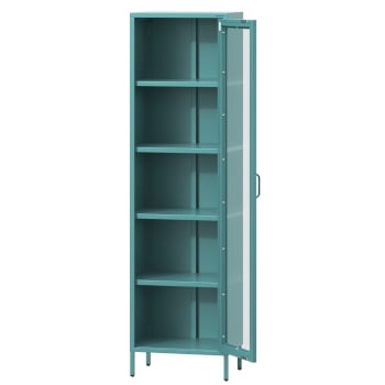 Wohnzimmer Vitrine LUIGI 500 x 1800 x 350 mm, Modern: Türkisblau