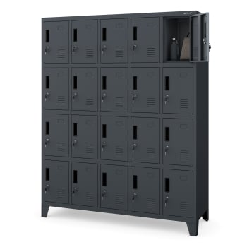 Metallschrank mit 20 Fächern ROBERT, 1360 x 1720 x 450 mm, anthrazit