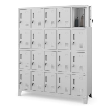 Metallschrank mit 20 Fächern ROBERT, 1360 x 1720 x 450 mm, grau