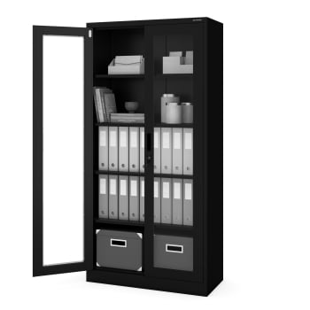 Vitrinenschrank AMELIA, 900 x 1850 x 400 mm, schwarz