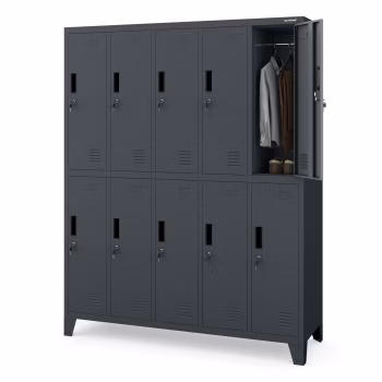 Sozialkleiderschrank BHP 10-türig BARTEK 1360 x 1720 x 450 mm, anthrazitfarben