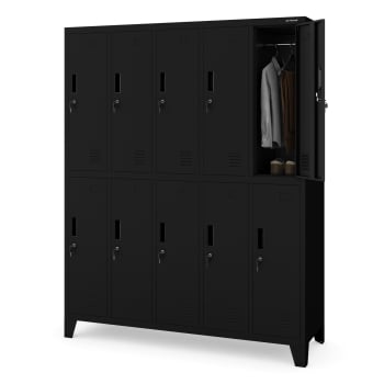 Armoire vestiaire sociale BHP en métal à 10 portes BARTEK 1360 x 1720 x 450 mm, noire