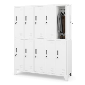 Vestiaire métallique BHP à 10 portes BARTEK 1360 x 1720 x 450 mm, blanc
