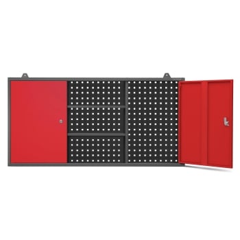 Hängender Garagenschrank BEN, 1200 x 600 x 200 mm, anthrazit-rot