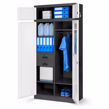Multi-storage storage cabinet for clothes BORYS, 900 x 1850 x 500 mm, anthracite-white