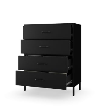Schwarze Kommode mit Schubladen aus Metall auf Beinen CARLA Modern 800 x 1015 x 400 mm