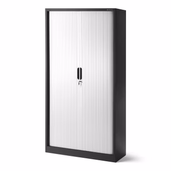 Aktenschrank, Rolladenschrank, Jalousieschrank DAMIAN, 900 x 1850 x 450 mm, anthrazit-weiß