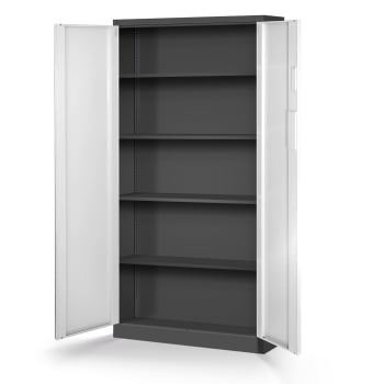 Metallschrank Aktenschrank mit Zahlenschloss DANIEL, 900 x 1850 x 400 mm, anthrazit-weiß