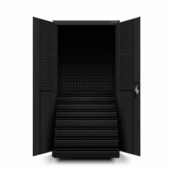 Werkzeugschrank Werkstattschrank DAREK, 920 x 1850 x 500 mm, All Black: schwarz