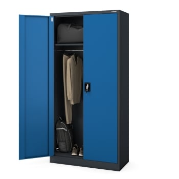 Abschließbarer Putzschrank DAWID 900 x 1850 x 450 mm, anthrazit-blau