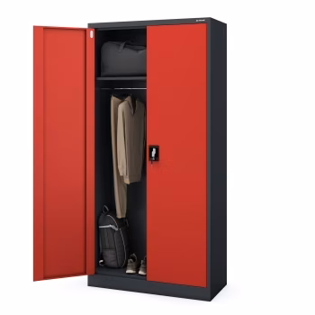 Armoire d’entretien verrouillable DAWID 900 x 1850 x 450 mm, anthracite-rouge