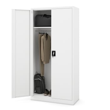 Weißer abschließbarer Putzschrank DAWID 900 x 1850 x 450 mm