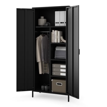 Schwarzer Kleiderschrank FLAVIO Modern 800 x 1850 x 450 mm