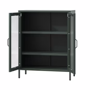 Wohnzimmer Vitrinenschrank GINA, 800 x 1015 x 400 mm, Modern: flaschengrün