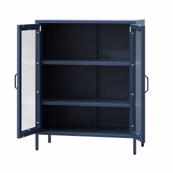 Wohnzimmer Vitrinenschrank GINA, 800 x 1015 x 400 mm, Modern: dunkelblau