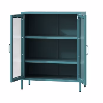 Wohnzimmer Vitrinenschrank GINA, 800 x 1015 x 400 mm, Modern: meeresgrün