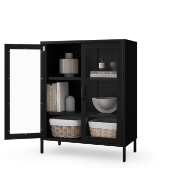 Schwarze niedrige Glasvitrine GINA Modern 800 x 1015 x 400 mm