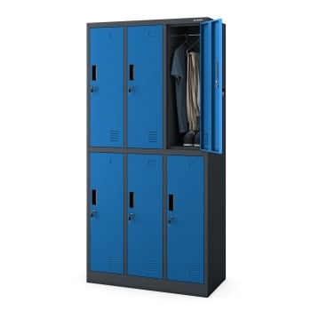 Vestiaire métallique – casier à 6 portes IGOR, 900 x 1850 x 450 mm, anthracite et bleu