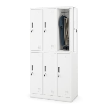 Metallspind – 6-türiger Kleiderschrank IGOR, 900 x 1850 x 450 mm, weiß
