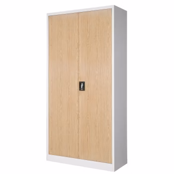 Set of 4x JAN office metal filing cabinet, 900 x 1850 x 400 mm, Eco Design: white/ sonoma oak