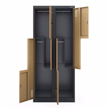 Armoire vestiaire en métal type L JULIA, 800 x 1850 x 450 mm, Eco Design: anthracite/ noyer